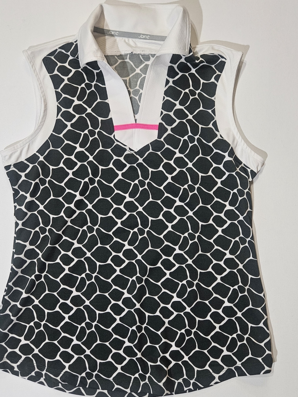Jofit Womens Golf Polo Medium Dark Green White Giraffe Print Tennis Preppy